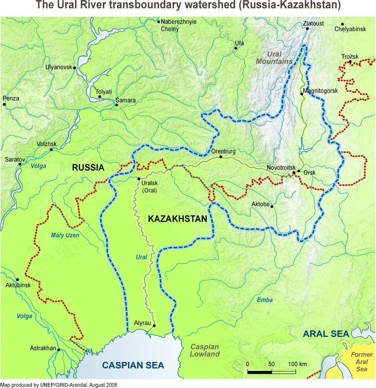 karta över Kazakstan river