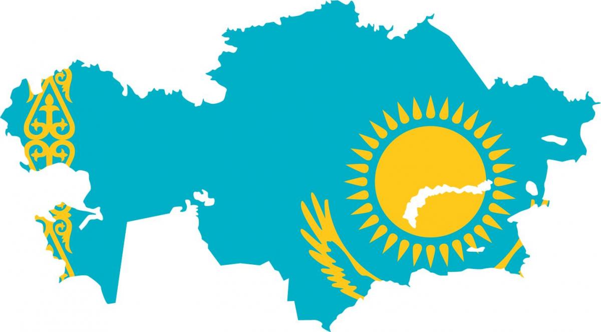 karta över Kazakstan flagga
