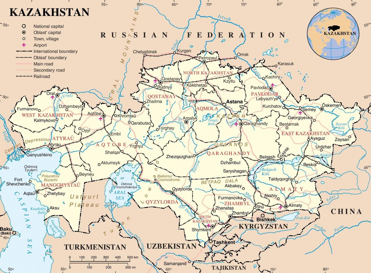 karta över Kazakstan politiska