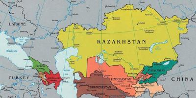 Karta Kazakstan omgivande länder