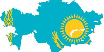 Karta över Kazakstan flagga
